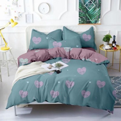 Lenjerie de pat pentru 2 persoane Coral Ultrasleep SomnART, microfibra, 4 piese, imprimeu purple hearts foto
