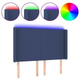 Cumpara ieftin Tablie de pat cu LED, albastru, 147x16x118/128 cm, textil