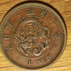 Japonia - raritate - moneda de colectie 1 sen 1874 var 1- Meiji - stare f buna !