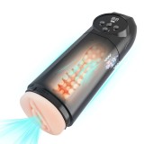Masturbator Automat Pussy 9 Moduri Vibratii, 9 Moduri Suctiune, USB, TPE Realist, Negru, 27.4 cm