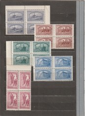ROMANIA 1947 LP 213 CASA SCOALELOR BLOCURI DE 4 TIMBRE MNH NESTAMPILAT