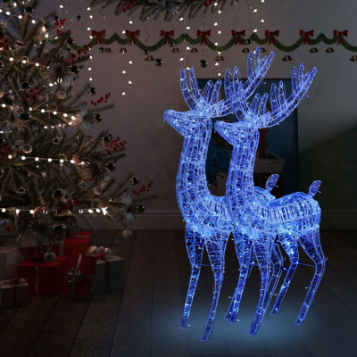 Ren de Craciun 250 LED-uri, 2 buc., albastru, 180 cm, acril XXL GartenMobel Dekor foto