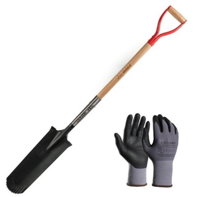 Set harlet, cazma, ingust, varf zimtat, maner lemn, 128 cm, cu manusi, RedShark foto