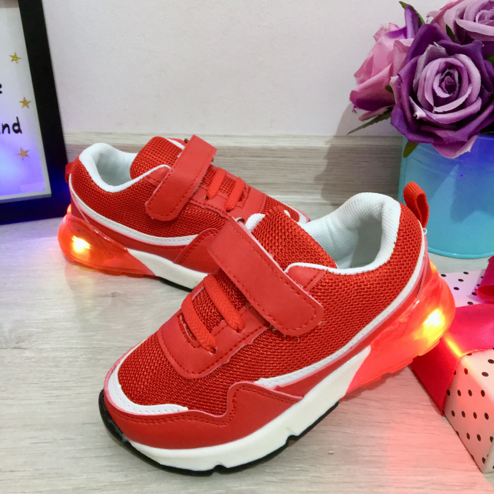 Adidasi rosii cu lumini LED si scai pt baieti / fete 25 cod 0614 | Okazii.ro