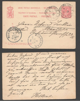 Luxembourg 1898 Postcard 10C Postal Stationery Luxembourg to M&amp;uuml;nchen D.1041 foto