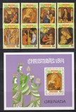 Grenada 1974 - Crăciun - Picturi &bdquo;Madonna cu Pruncul&rdquo; realizate de artiști cunoscuți, Serie + Colita, MNH