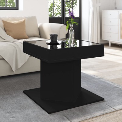 vidaXL Măsuță de cafea cu LED, negru, 50x50x45 cm, lemn prelucrat 847561 foto