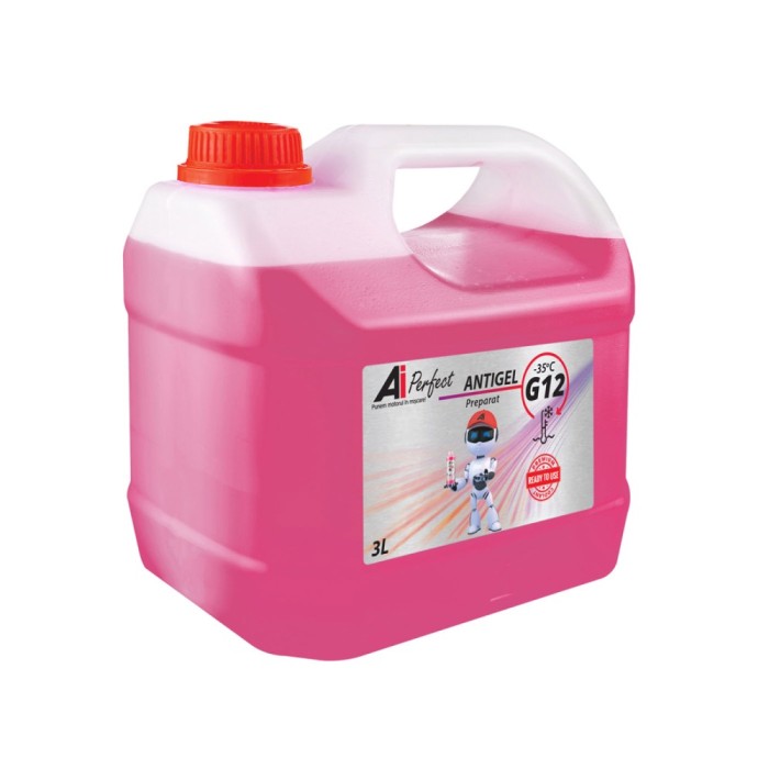 Antigel Auto G12R AiPerfect, 3 Litri, Gata de Utilizare -35 C, Roz Rosu, Compatibil VW TL 774-D F, MAN 324 SNF, ASTM D3306