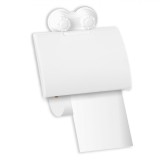 Suport Hartie Igienica cu Capac, Montare cu Ventuza, Plastic, Alb, 15.2x16cm, Oem