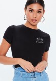 Cumpara ieftin Tricou dama negru - Life is beautiful - M, THEICONIC