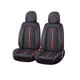 Huse auto premium 5 locuri Carguard Deluxe piele ecologica perforata - negru - rosu