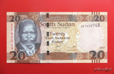 SUDANUL DE SUD - 20 South Sudanese Pounds 2015 - UNC foto