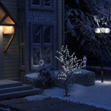 Cumpara ieftin Pom Crăciun, 128 LED-uri alb rece, flori de cireș, 120 cm