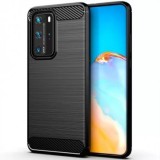 Husa Silicon Carbon Negru Huawei P40 Pro Plus Protectie Premium