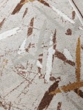 Cumpara ieftin Traversa ZARRA 01437, Model Abstract Imprimat, Tesatura Plata, Latime 0.6m, Marime 60 X 300 cm, Gri si Maro cu Accente Ocru, Festonata Surfilata Tivit