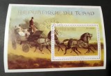 Coliță filatelică Ciad (Tchad) &ndash; Trăsură cu cai, pictură de Th&eacute;odore G&eacute;ricault, ștampilată -A40