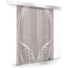 Usa culisanta Boss &reg; Duo model Lava alb, 60+60x215 cm, sticla bronz securizata, glisanta in ambele directii