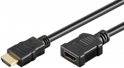 Cablu prelungitor HDMI tata - HDMI mama v1.4 4K High Speed Ethernet contacte aurite 2m Goobay foto
