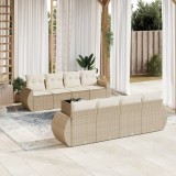 VidaXL Set canapele de grădină, 9 piese, cu perne, bej, poliratan