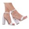 Sandale dama culoare alb din piele naturala toc 8cm - NA54AP
