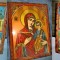 A734-3 Icoane carton vechi interbelice rame lemn. Iisus Hristos, Fecioara-Sf, Gh