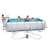 Piscina Dreptunghiulara Bestway Cadru Metalic 404x201x100cm + Scara si Pompa Filtrare