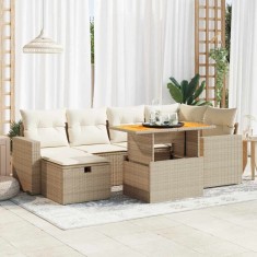 vidaXL Set canapele grădină cu perne 8 piese bej poliratan/lemn acacia 3328003