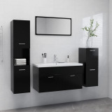 VidaXL Set mobilier de baie, negru, PAL