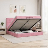Cumpara ieftin Pat ottoman cu saltea cu headboard Roz 200 x 200 cm Catifea