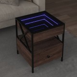VidaXL Măsuță de cafea cu LED infinity, stejar maro, 40x40x51 cm