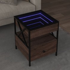 vidaXL Măsuță de cafea cu LED infinity, stejar maro, 40x40x51 cm 847721