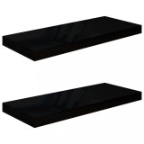 Cumpara ieftin Rafturi de perete 2 buc. negru extralucios, 60x23,5x3,8 cm, MDF