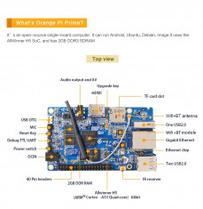 placa dezvoltare orange pi prime h5 quad core 2gb ddr 1gb lan wifi hdmi foto