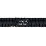 Bratara de supravietuire personalizata cu textul tau . tip army. 5 in 1. paracord. busola . fluier. cutit. cremene. negru