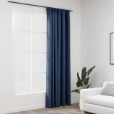 Cumpara ieftin Draperie opacă, aspect de in, albastru, 290x245 cm, cu c&acirc;rlige