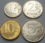 Set 4 monede 1,2,5,10 ruble 2016 Rusia, unc