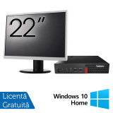 Pachet Refurbished Calculator Lenovo ThinkCentre M710q Mini PC, Intel Core i5-6500T 2.50GHz, 16GB DDR4, 512GB SSD + Monitor 22 Inch + Windows 10 Home