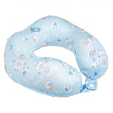 Pernă Călătorie Copii, Space, Memory Foam, Culoare Bleu, Dimensiuni 22x22x8cm