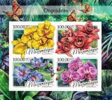 MOZAMBIC 2016 - Flori, orhidee /set complet colita + bloc MNH