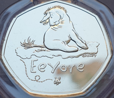 50 pence 2022 Marea Britanie, Eeyore from Winnie the pooh, unc, Coincard foto