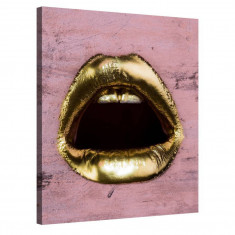 Tablou Canvas, Tablofy, Golden Lips, Printat Digital, 90 × 120 cm
