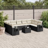 Cumpara ieftin Set canapele de grădină cu perne, 10 piese, negru, poliratan