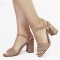 Sandale bej taupe cu toc gros 5526 M12