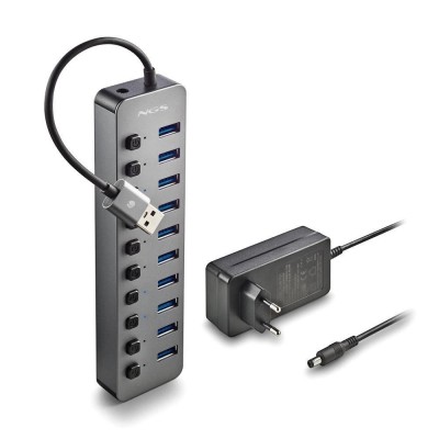 HUB USB 3.0 NGS iHub10 cu 10 porturi si alimentator inclus foto
