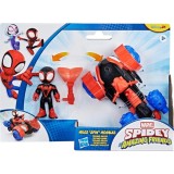 Figurina cu vehicul, Spidey and his Amazing Friends, Miles Spin Morales Techno-Racer, G2460