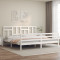Cadru de pat cu tablie Super King Size, alb, lemn masiv GartenMobel Dekor