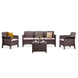 Leziter Set mobilier gradina Venus 5 locuri Maro Plastic Efect Ratan Rezistent Intemperii