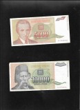 Set Iugoslavia 5000+10000 Dinari 1993, F-VF. Lot Bancnote dinara iugoslava