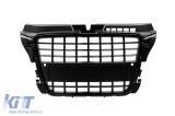 Grila lac negru tip S3 potrivita pentru Audi A3 hatchback, Sportback, cabrio 2009-2012 cu deschideri pentru senzori de parcare Performance AutoTuning