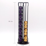 Suport rotativ 40 capsule, 2 in 1, Nespresso, otel inoxidabil, 36.5 x 11 x 11 cm, negru
